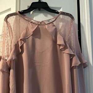 Fun flowy top with mesh shoulders